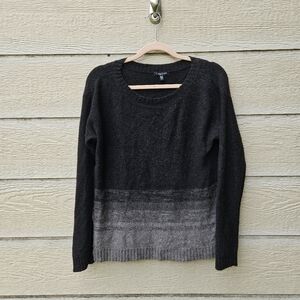 Eileen Fisher black gray ombre sweater yak wool silk blend PL LP petite large